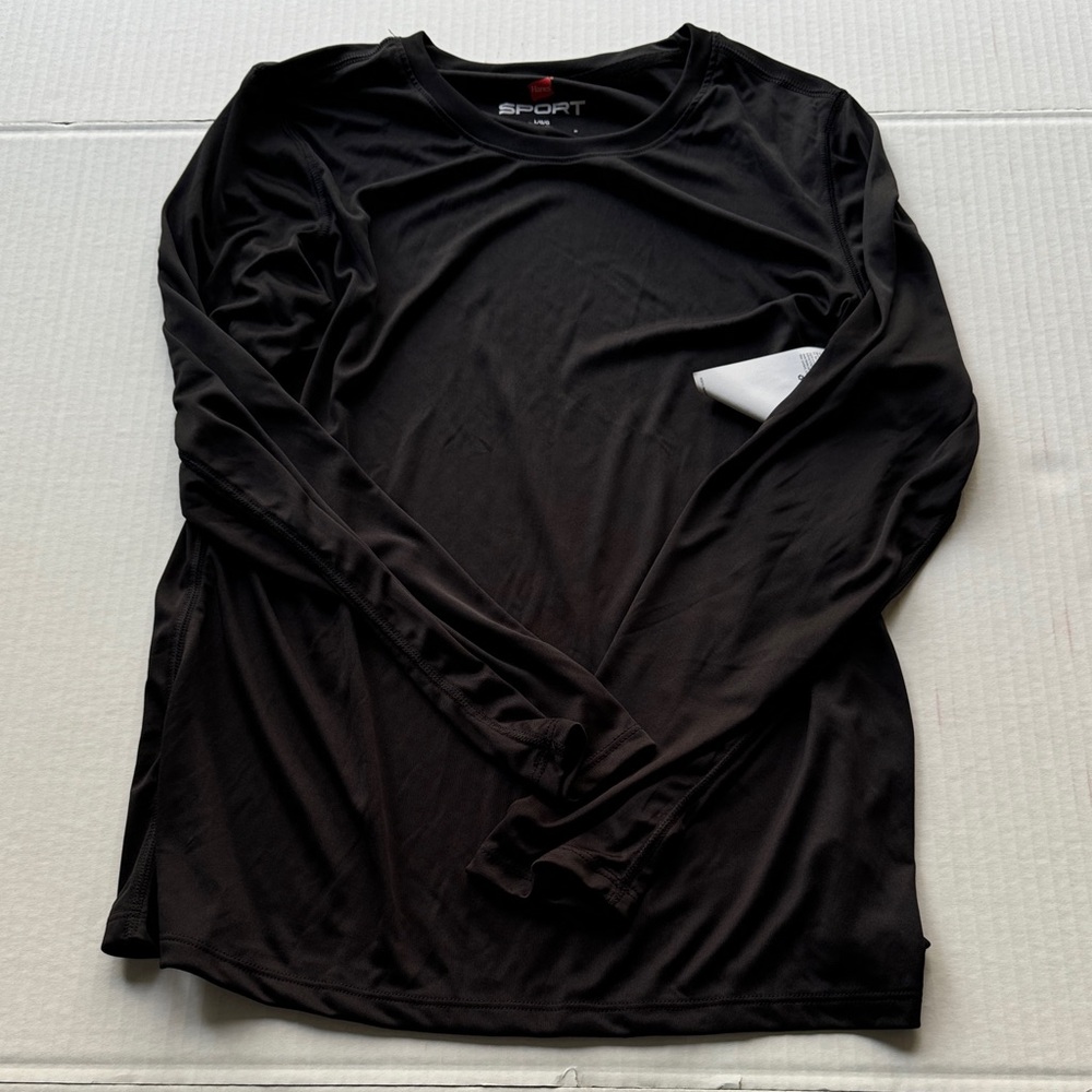 Hanes Sport Black Crewneck Long Sleeve Shirt